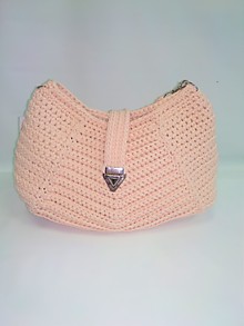 Женская вязаная сумка ХОБО Розовая